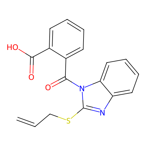 2-{[2-(prop-2-en-1-ylsulfanyl)-1H-benzimidazol-1-yl]carbonyl}benzoic acid structure