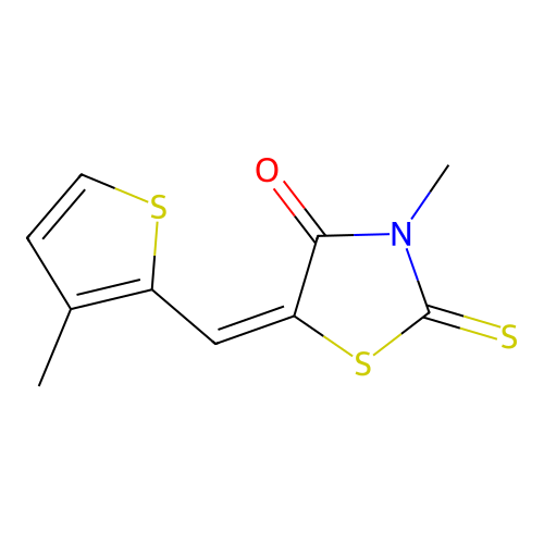 (E)-3-methyl-5-((3-methylthiophen-2-yl)methylene)-2-thioxothiazolidin-4-one structure