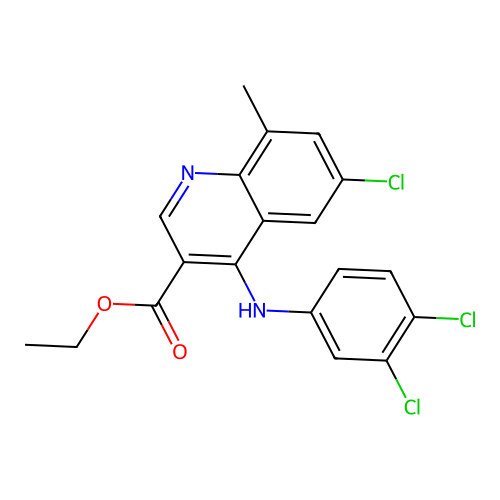 Ethyl 4-[(3,4-dichlorophenyl)amino]-6-chloro-8-methylquinoline-3-carboxylate structure