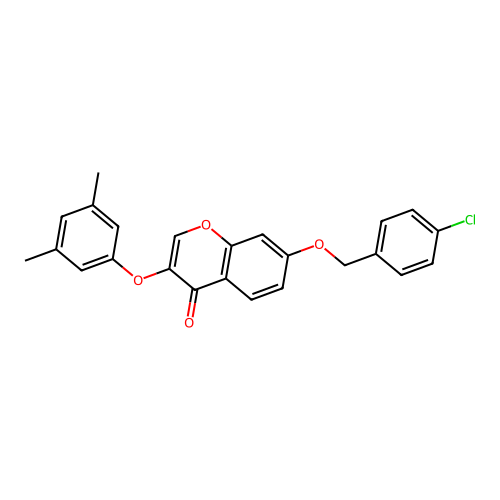 7-[(4-chlorophenyl)methoxy]-3-(3,5-dimethylphenoxy)-4H-chromen-4-one structure