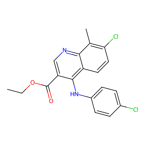 Ethyl 7-chloro-4-[(4-chlorophenyl)amino]-8-methylquinoline-3-carboxylate structure