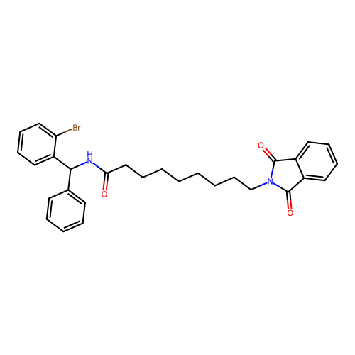 N-((2-bromophenyl)(phenyl)methyl)-9-(1,3-dioxoisoindolin-2-yl)nonanamide structure
