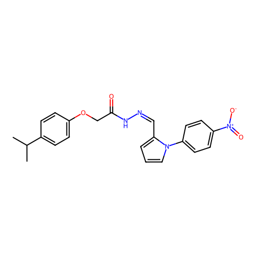 (Z)-2-(4-isopropylphenoxy)-N'-((1-(4-nitrophenyl)-1H-pyrrol-2-yl)methylene)acetohydrazide structure