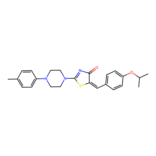(E)-5-(4-isopropoxybenzylidene)-2-(4-(p-tolyl)piperazin-1-yl)thiazol-4(5H)-one structure