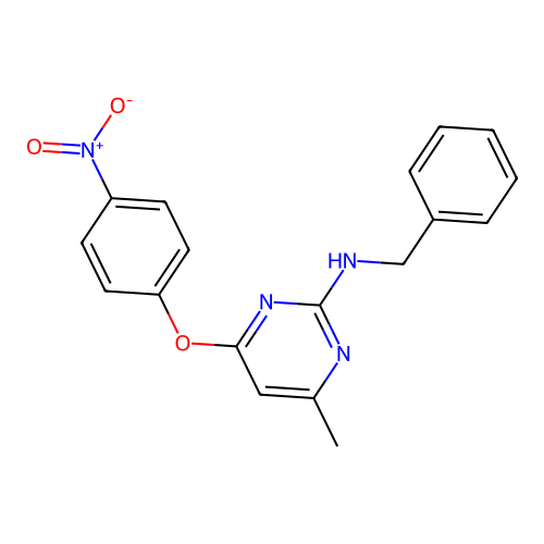 N-benzyl-4-methyl-6-(4-nitrophenoxy)pyrimidin-2-amine structure