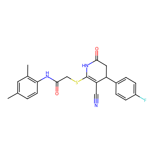 2-{[3-cyano-4-(4-fluorophenyl)-6-oxo-1,4,5,6-tetrahydropyridin-2-yl]sulfanyl}-N-(2,4-dimethylphenyl)acetamide structure