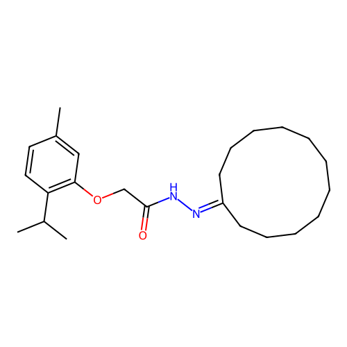 N'-cyclododecylidene-2-[5-methyl-2-(propan-2-yl)phenoxy]acetohydrazide structure