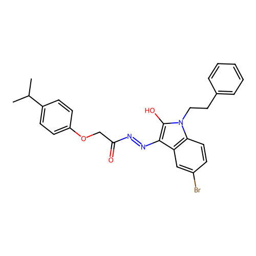 (Z)-N'-(5-bromo-2-oxo-1-phenethylindolin-3-ylidene)-2-(4-isopropylphenoxy)acetohydrazide structure