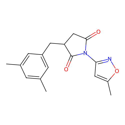 3-(3,5-Dimethylbenzyl)-1-(5-methyl-1,2-oxazol-3-yl)pyrrolidine-2,5-dione structure