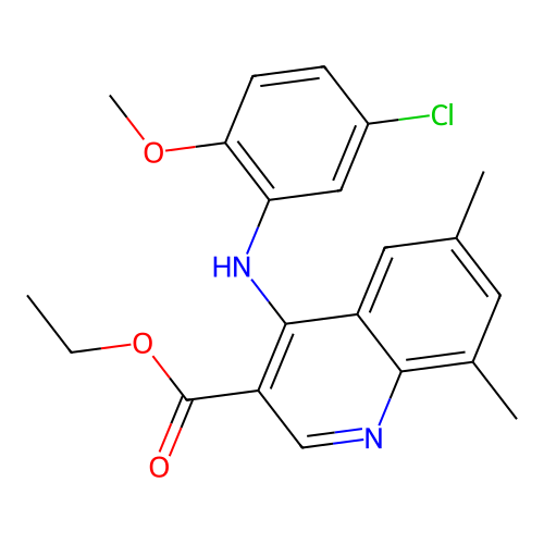 Ethyl 4-[(5-chloro-2-methoxyphenyl)amino]-6,8-dimethylquinoline-3-carboxylate structure