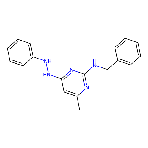 N-benzyl-4-methyl-6-(2-phenylhydrazinyl)pyrimidin-2-amine structure