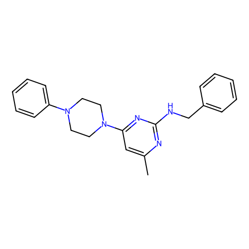 N-benzyl-4-methyl-6-(4-phenylpiperazin-1-yl)pyrimidin-2-amine structure
