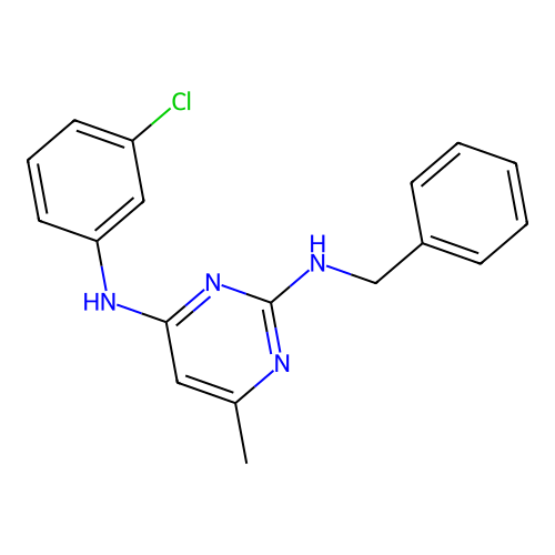 N4-(3-chlorophenyl)-6-methyl-N2-(phenylmethyl)pyrimidine-2,4-diamine structure