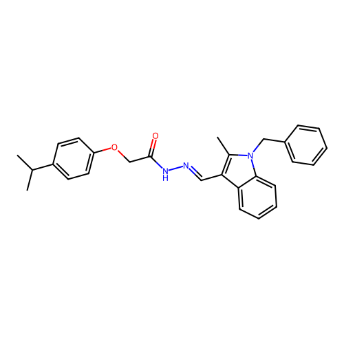 N'-[(E)-(1-benzyl-2-methyl-1H-indol-3-yl)methylidene]-2-[4-(propan-2-yl)phenoxy]acetohydrazide structure