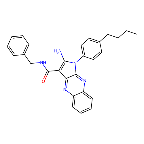 2-amino-N-benzyl-1-(4-butylphenyl)-1H-pyrrolo[2,3-b]quinoxaline-3-carboxamide structure
