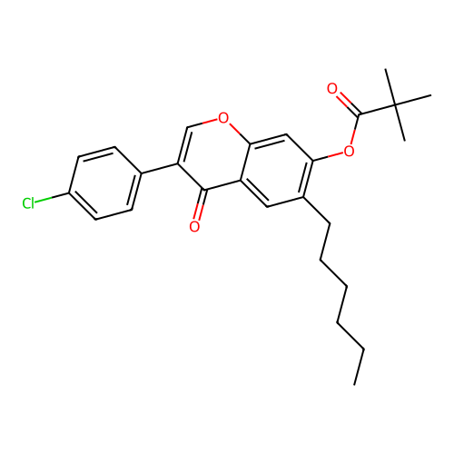 3-(4-Chlorophenyl)-6-hexyl-4-oxochromen-7-yl 2,2-dimethylpropanoate structure