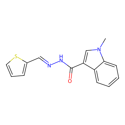 1-methyl-N-[(E)-thiophen-2-ylmethylideneamino]indole-3-carboxamide structure