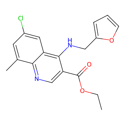 Ethyl 6-chloro-4-(furan-2-ylmethylamino)-8-methylquinoline-3-carboxylate structure