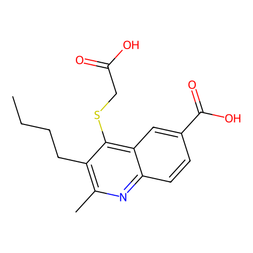 3-Butyl-4-[(carboxymethyl)sulfanyl]-2-methylquinoline-6-carboxylic acid structure