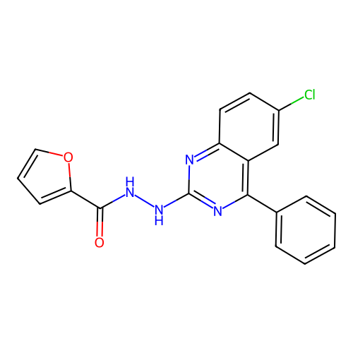 N'-(6-chloro-4-phenylquinazolin-2-yl)furan-2-carbohydrazide structure
