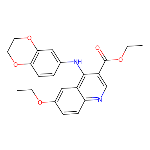 Ethyl 4-(2,3-dihydro-1,4-benzodioxin-6-ylamino)-6-ethoxyquinoline-3-carboxylate structure