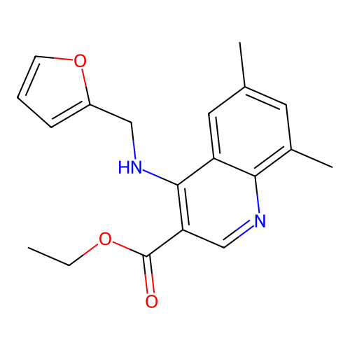 Ethyl 4-[(2-furylmethyl)amino]-6,8-dimethylquinoline-3-carboxylate structure