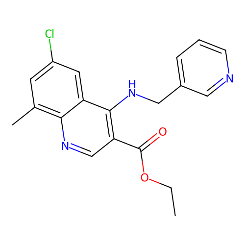 Ethyl 6-chloro-8-methyl-4-[(3-pyridinylmethyl)amino]-3-quinolinecarboxylate structure