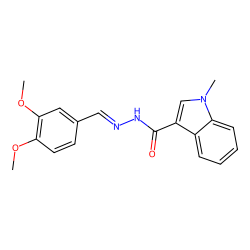 N'-[(E)-(3,4-dimethoxyphenyl)methylidene]-1-methyl-1H-indole-3-carbohydrazide structure