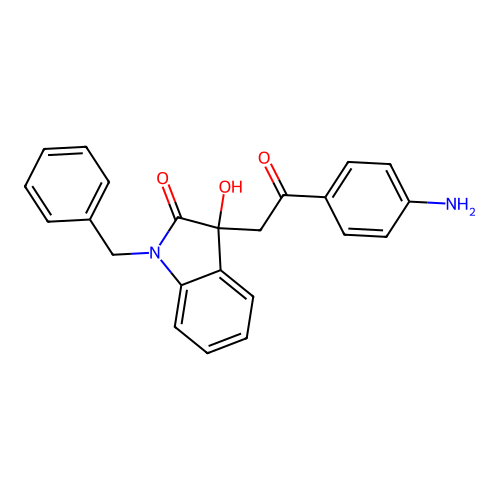 3-[2-(4-aminophenyl)-2-oxoethyl]-1-benzyl-3-hydroxy-1,3-dihydro-2H-indol-2-one structure