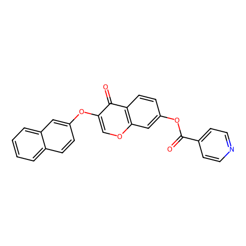 3-(2-Naphthyloxy)-4-oxochromen-7-yl pyridine-4-carboxylate structure