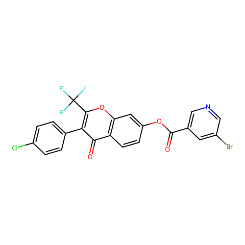 3-(4-chlorophenyl)-4-oxo-2-(trifluoromethyl)-4H-chromen-7-yl 5-bromonicotinate structure