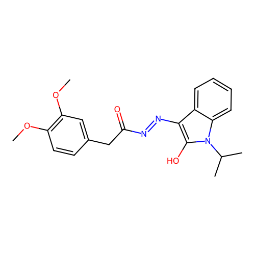 (Z)-2-(3,4-dimethoxyphenyl)-N'-(1-isopropyl-2-oxoindolin-3-ylidene)acetohydrazide structure
