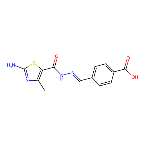 4-[(1E)-{[(2-amino-4-methyl-1,3-thiazol-5-yl)formamido]imino}methyl]benzoic acid structure