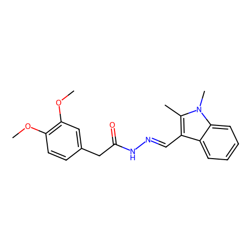 2-(3,4-dimethoxyphenyl)-N'-[(E)-(1,2-dimethyl-1H-indol-3-yl)methylidene]acetohydrazide structure