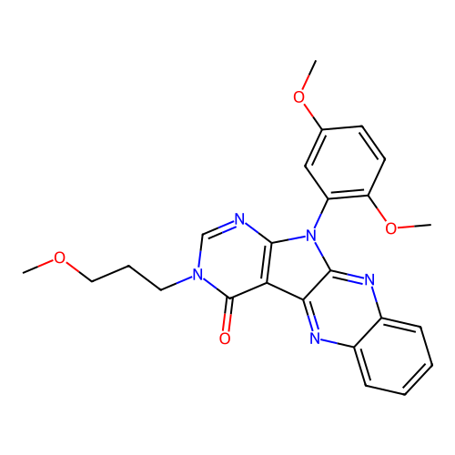 11-(2,5-dimethoxyphenyl)-3-(3-methoxypropyl)-3,11-dihydro-4H-pyrimido[5',4':4,5]pyrrolo[2,3-b]quinoxalin-4-one structure