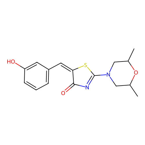 2-(2,6-dimethyl-4-morpholinyl)-5-(3-hydroxybenzylidene)-1,3-thiazol-4(5H)-one structure