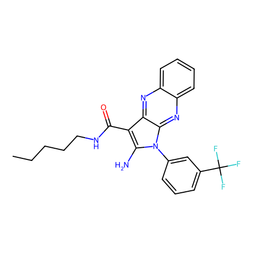 2-amino-N-pentyl-1-(3-(trifluoromethyl)phenyl)-1H-pyrrolo[2,3-b]quinoxaline-3-carboxamide structure