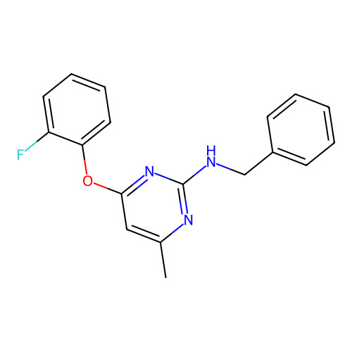 N-benzyl-4-(2-fluorophenoxy)-6-methylpyrimidin-2-amine structure