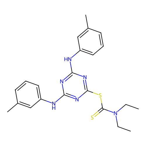 4,6-Bis[(3-methylphenyl)amino]-1,3,5-triazin-2-yl diethylcarbamodithioate structure