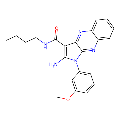 2-amino-N-butyl-1-(3-methoxyphenyl)-1H-pyrrolo[2,3-b]quinoxaline-3-carboxamide structure