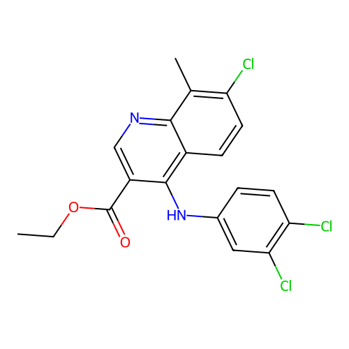 Ethyl 4-[(3,4-dichlorophenyl)amino]-7-chloro-8-methylquinoline-3-carboxylate structure