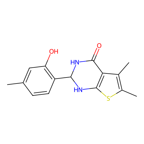 2-(2-Hydroxy-4-methyl-phenyl)-5,6-dimethyl-2,3-dihydro-1H-thieno[2,3-d]pyrimidin-4-one structure