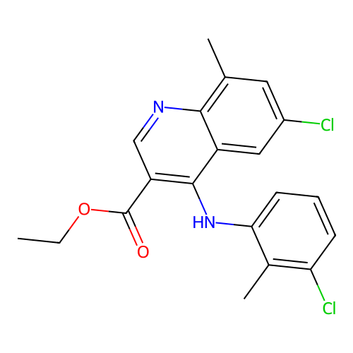 ethyl 6-chloro-4-[(3-chloro-2-methylphenyl)amino]-8-methylquinoline-3-carboxylate structure
