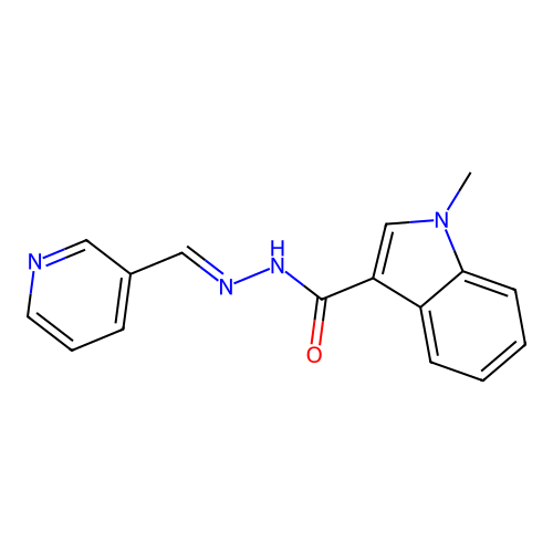 1-methyl-N'-[(E)-pyridin-3-ylmethylidene]-1H-indole-3-carbohydrazide structure