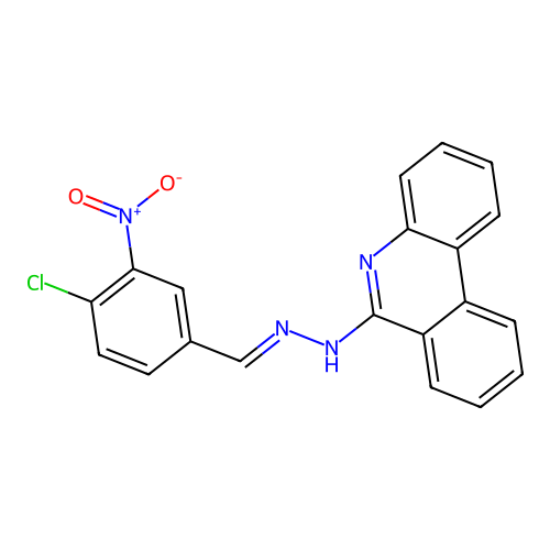 6-[(2E)-2-(4-chloro-3-nitrobenzylidene)hydrazinyl]phenanthridine structure