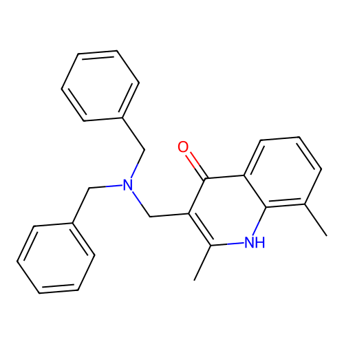 3-((Dibenzylamino)methyl)-2,8-dimethylquinolin-4-ol structure