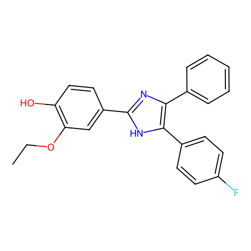 2-ethoxy-4-[5-(4-fluorophenyl)-4-phenyl-1H-imidazol-2-yl]phenol structure
