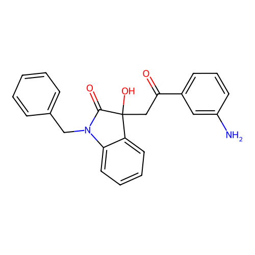 3-[2-(3-aminophenyl)-2-oxoethyl]-1-benzyl-3-hydroxy-1,3-dihydro-2H-indol-2-one structure