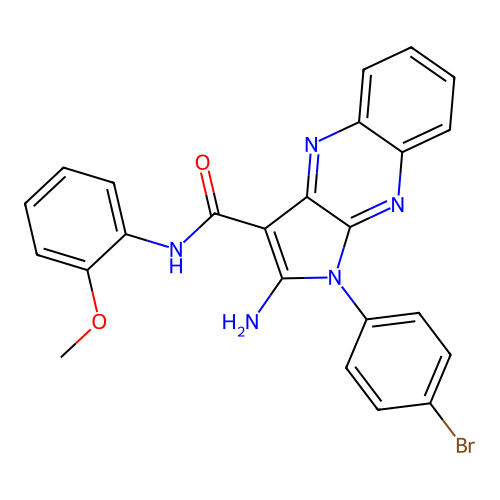 2-amino-1-(4-bromophenyl)-N-(2-methoxyphenyl)-1H-pyrrolo[2,3-b]quinoxaline-3-carboxamide structure