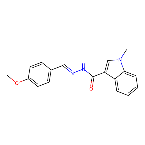 N'-[(E)-(4-methoxyphenyl)methylidene]-1-methyl-1H-indole-3-carbohydrazide structure